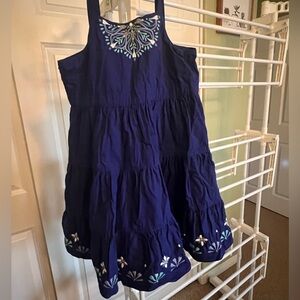 Embroidered Navy Blue Sundress